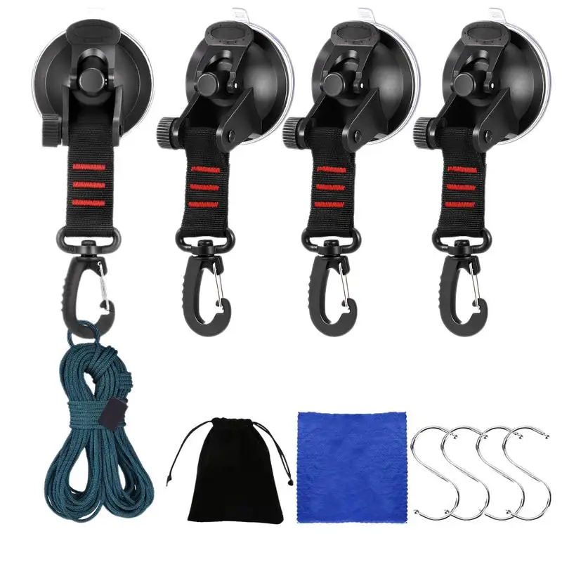 Suction Cup Anchor Heavy Duty 4pcs Rotatable Tarp Suction Cups Outdoor Camping Tarp Accessory Multi-Purpose Use On Tents Tarps