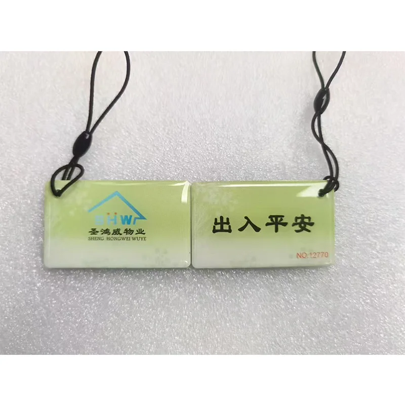 100PCS  RFID logo printed ISO14443A 13.56mhz 1k f1108 rfid tag keyfobs Epoxy card Proximity Access card free shipping