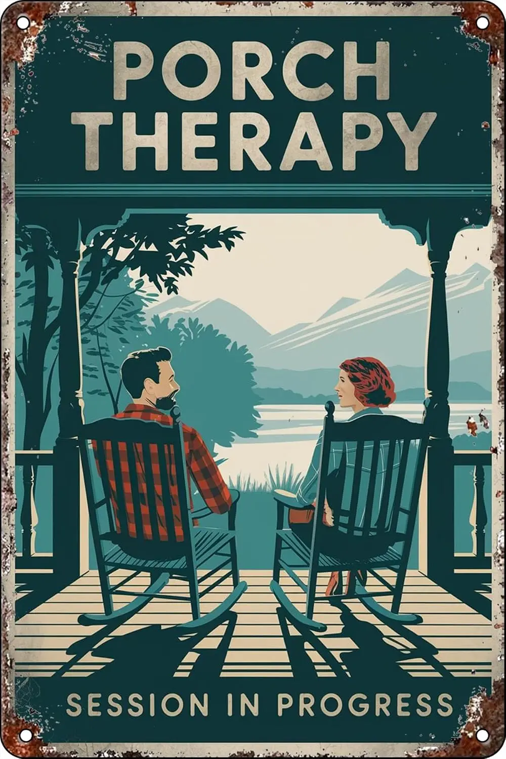 Porch Therapy Session In Progress Funny Retro Metal Tin Sign for Home Accessories Living Room Coffee Shop Cafe Bar Bedroom  sign