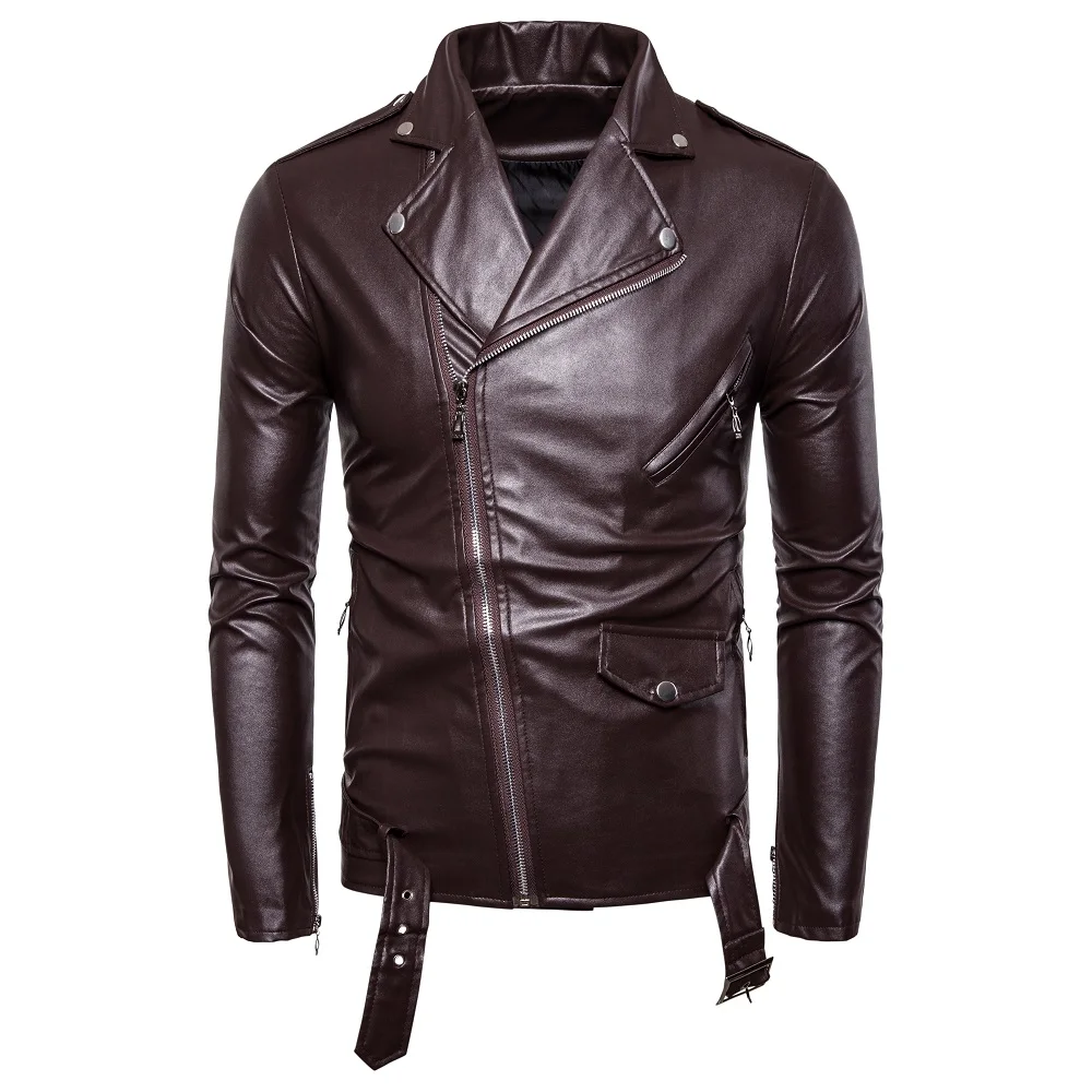 Blouson en cuir PU homme, décontracté, slim fit, avec fermeture éclair alertes onale, pour moto, blanc et noir, 2023