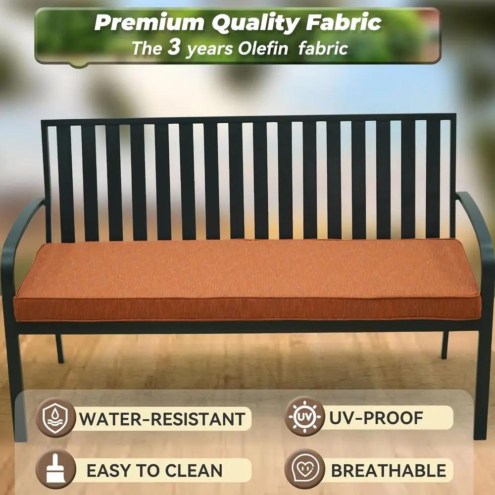 وسادة مقعد خارجية من قماش Olefin مقاومة للماء، غطاء قابل للإزالة، مقاوم للبهتان بالأشعة فوق البنفسجية، تتضمن العلاقات، المقاسات: 42 × 18، 48 × 18، 59 × 18 i