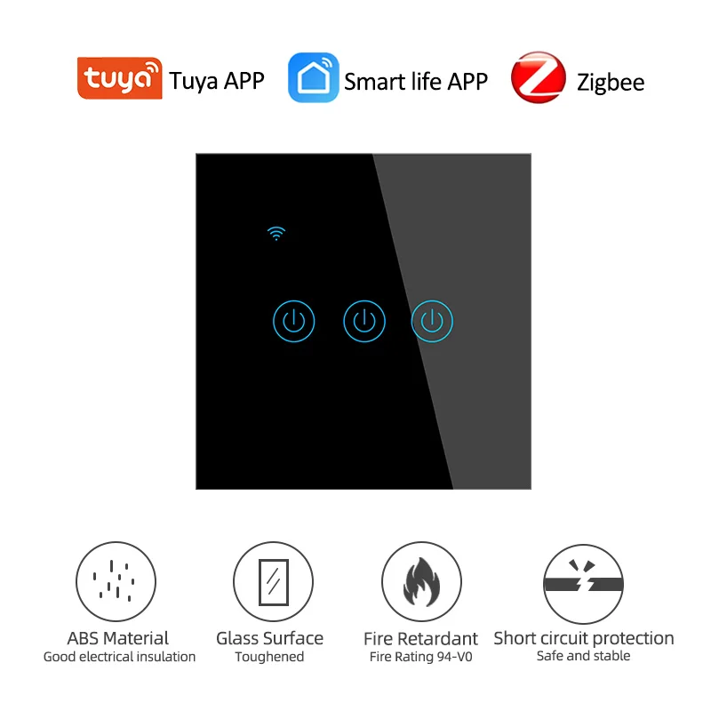جيرما تويا زيجبي ضوء ذكي الاتحاد الأوروبي التبديل مع لوحة زجاجية فاخرة تعمل باللمس الاستشعار الحياة الذكية APP العمل مع أليكسا جوجل المنزل أليس