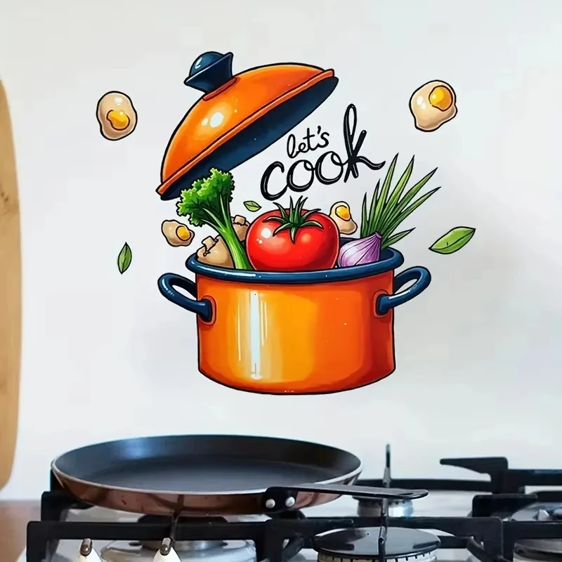 Let's Cook Wall Decals Kitchen Living Room Decor Easy Home Beautification Stickers AA574