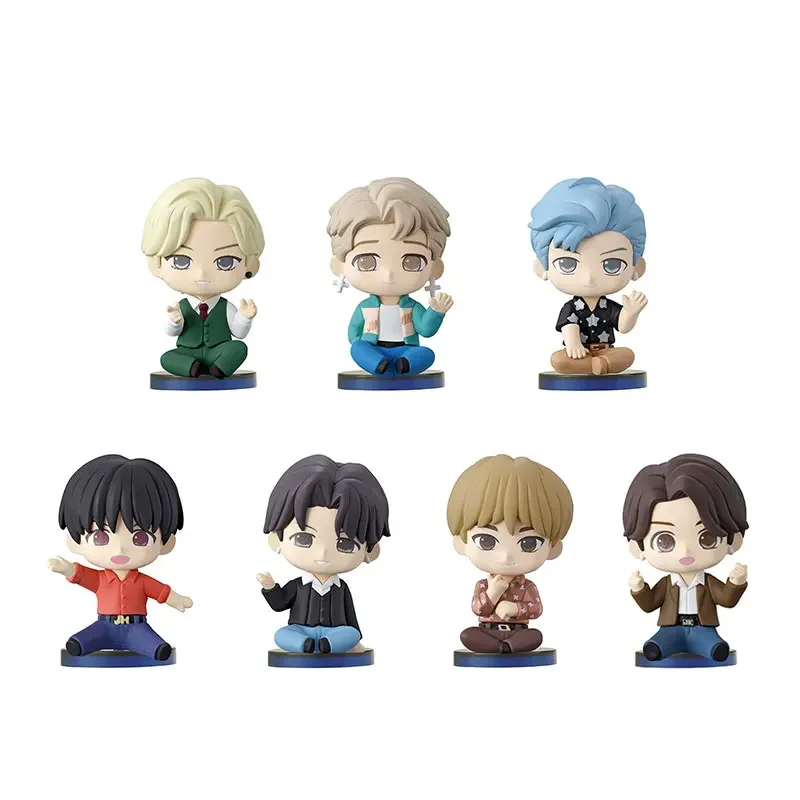 BANDAI Bangtan Boys Kim Tae Hyung Jeon Jung Kook Min Yoon Gi Q-version Sitting Posture Children's Day Gifts Figure Model Toys