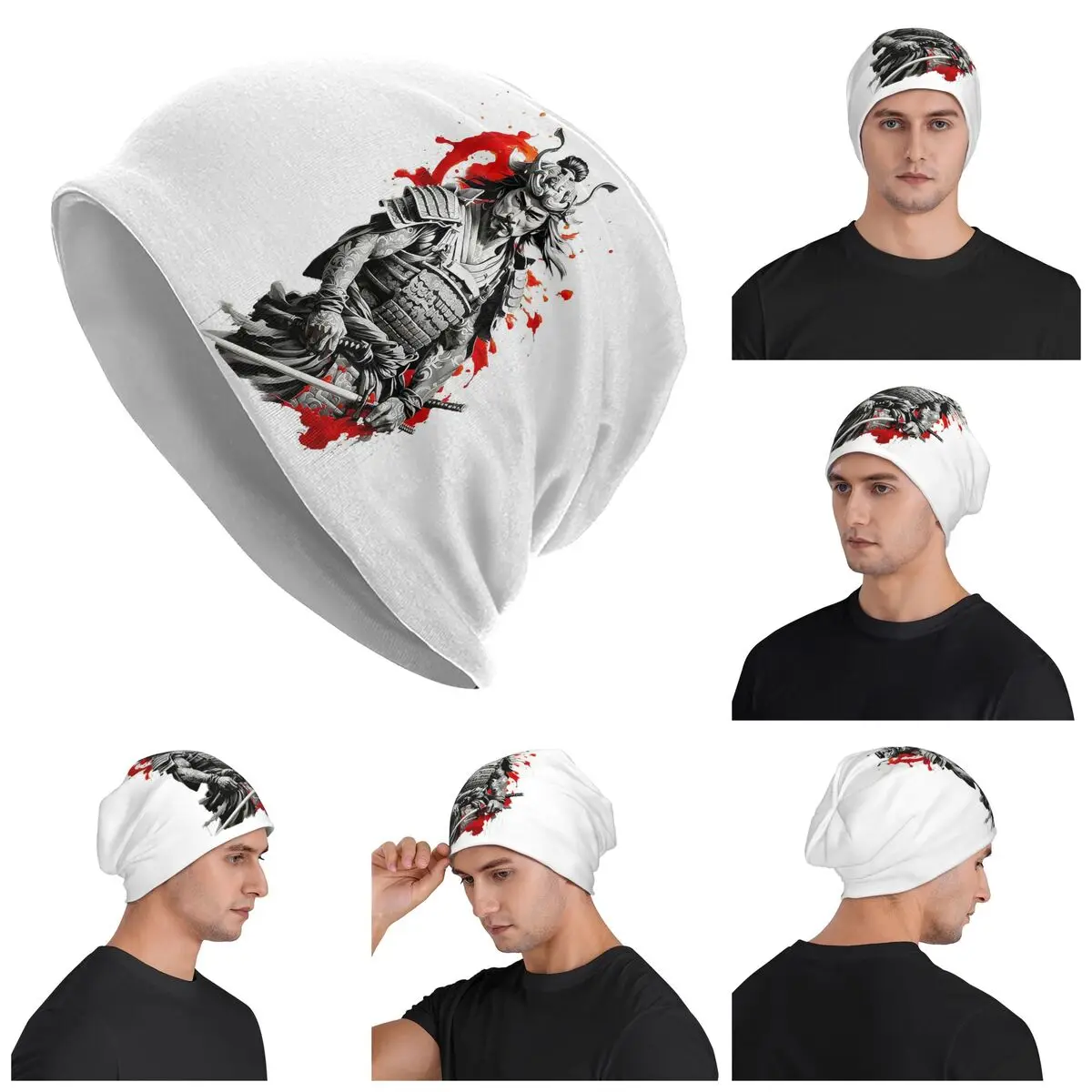 

Japanese Samurai Warrior Warm Knitted Cap Fashion Bonnet Hat Autumn Winter Outdoor Beanies Hats for Men Women Adult