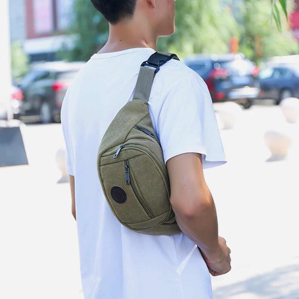 

Canvas Waist Bag Fashion Phone Pouch High-capacity Travel Purse Bag Waterproof Multifunction Chest Bag Men Women