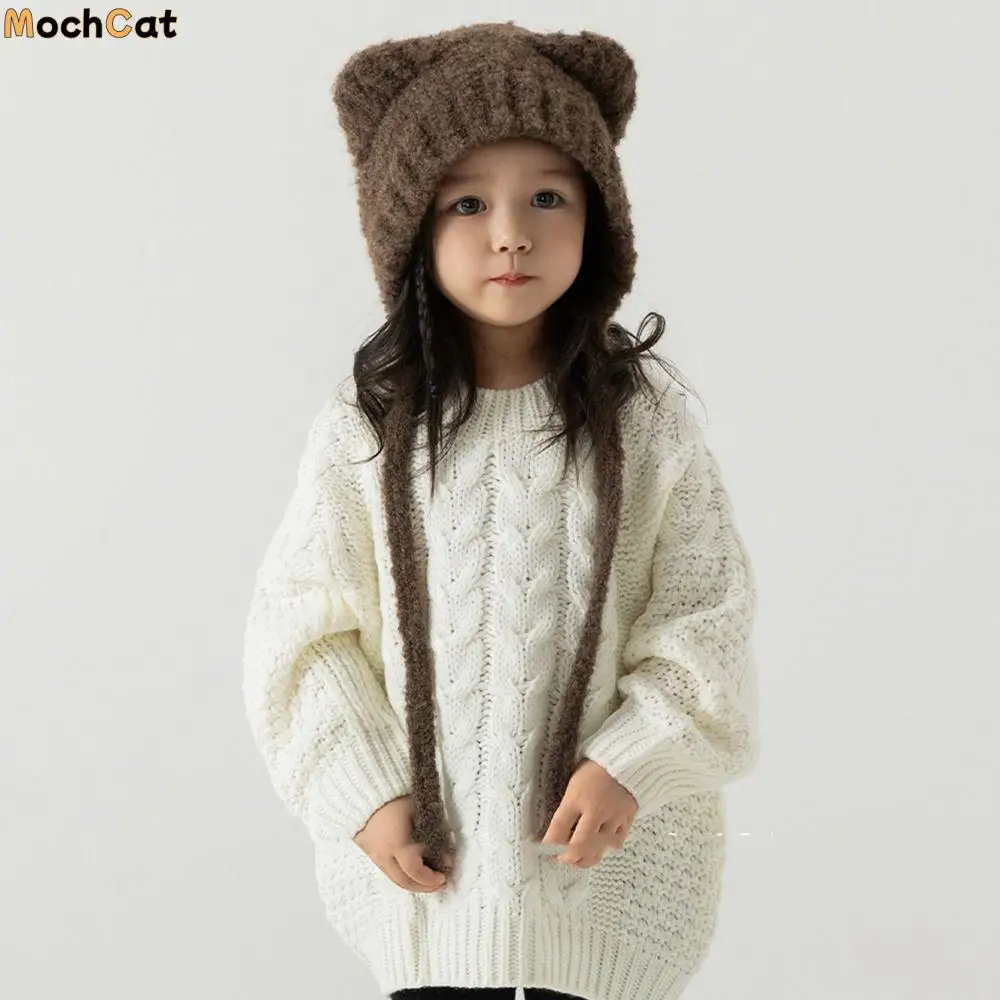 

Cute Y2K Bear Ears Beanie Hats Cartoon Pullover Hat Children Hat Wool Sweet Cool Knit Cap Girls