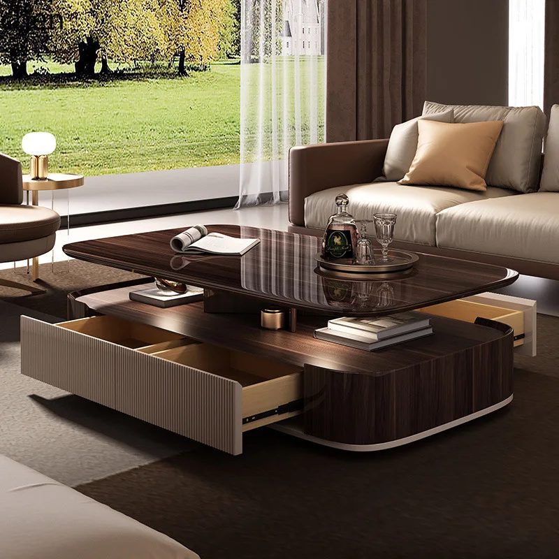 YFY  Microcrystalline Stone Coffee Table Rock Slab Table Living Room Vintage Style Tea Table