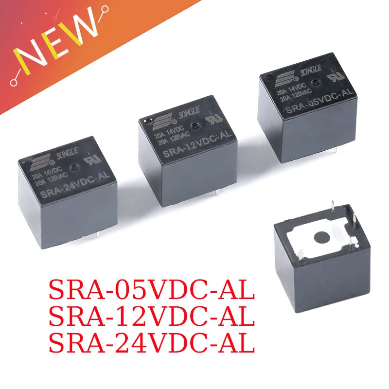 50PCS/Iot Original New SRA-05VDC-AL SRA-12VDC-AL SRA-24VDC-AL -CL 20A 4Pin 5Pin 5V 12V 24V Automobile relay