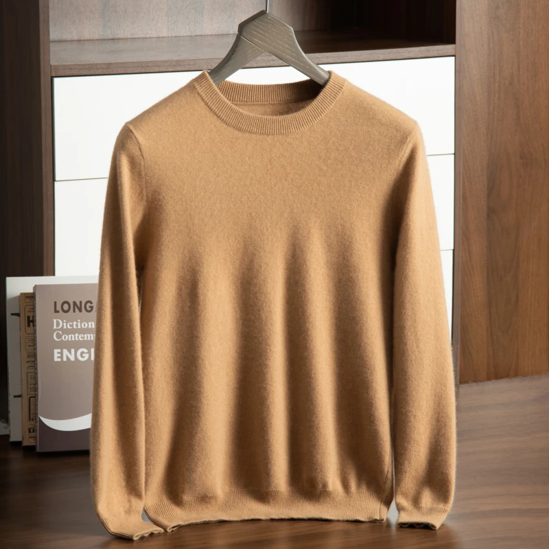 High-Grade 100% Cashmere Sweaters Winter Fashion Warm Men\'s Sweater Solid Slim Fit Men Pullover Autumn Casual Round Collar Shirt