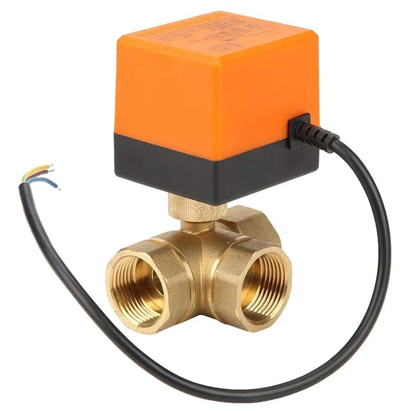 

DN25 Three Way Electric Ball Valve Brass Ball Valve 1 Inch Three Lines Controls Water Valve For Flow Control DC 24V
