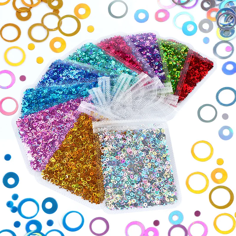 1Bag Holographic Hollow Round Sequins Epoxy Resin Filling Material  Laser Circle Resin Flake Filling Silicone Mould Handmade DIY