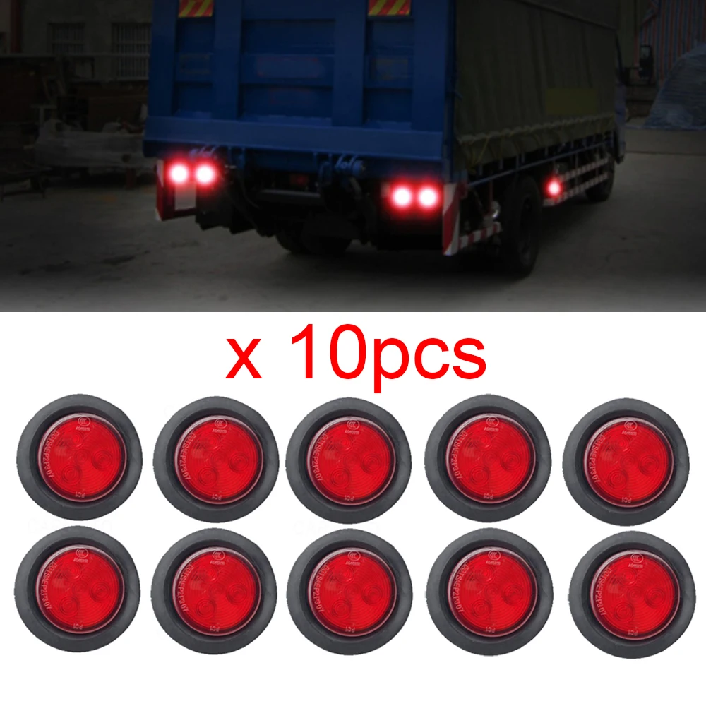 10pcs 12V 4LED Red+Yellow Truck Trailer Pickup Side Marker Indicators Light Truck Side Marker Light Car Truck Rear Tail Light