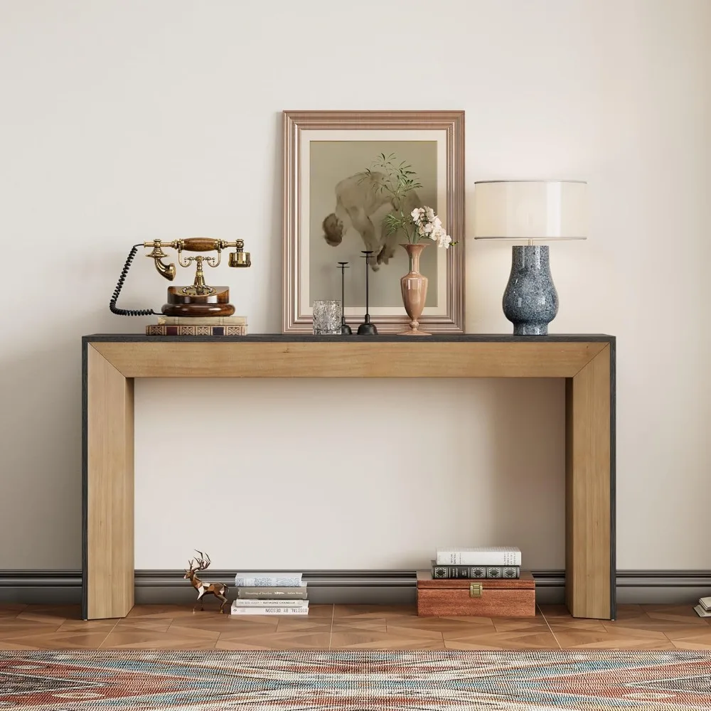 

Farmhouse Console Table,59 Inch Long Entryway Accent Table,Wooden Rectangular Sofa Table Behind The Couch for Living Room
