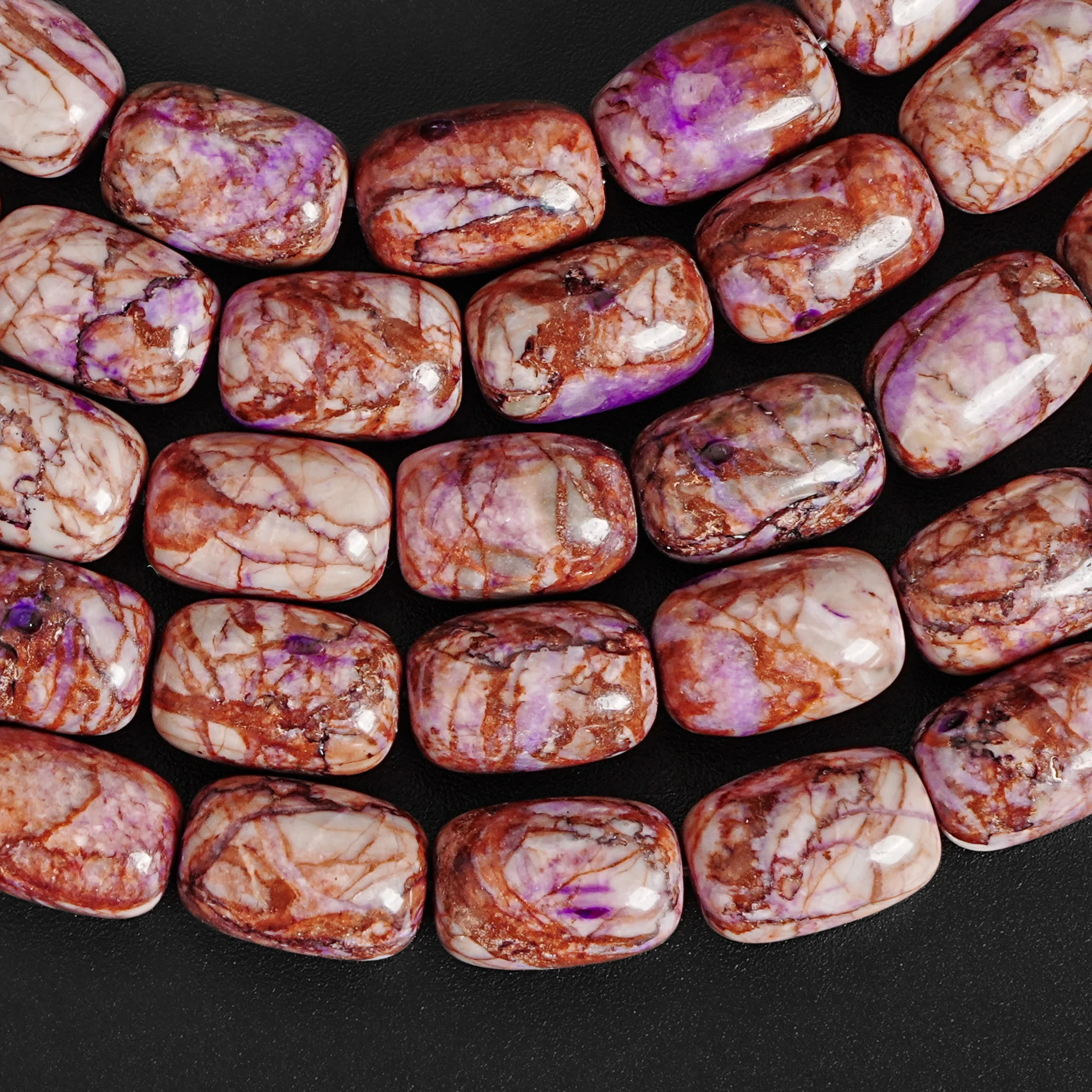 Purple Dolomite 10X14MM Smooth Barrel Beads Purple White Dyeing Stone Beads For DIY Bracelet Necklace Jewelry Making Handmade