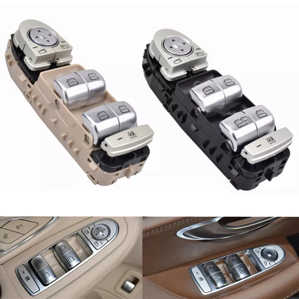 Car Window Control Brown, Black base Window Switch Front Left Installation LED Light Feature Non-folding Design