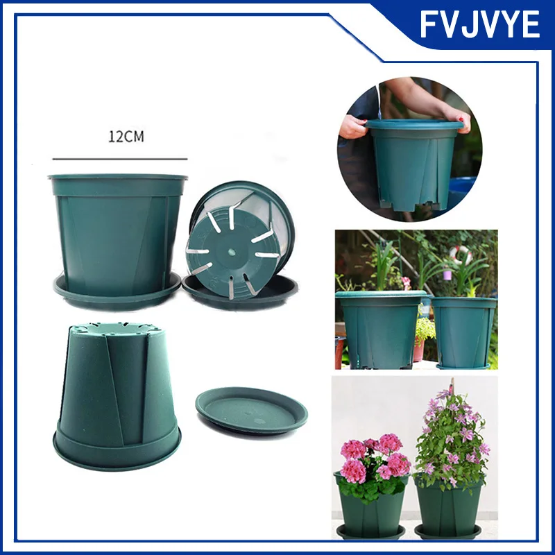 12cm Green Plant Flowerpot Rose Breathable Plastic Succulent Flower Pot Tray Potted Culture Nursing Outdoor Garden Container A5