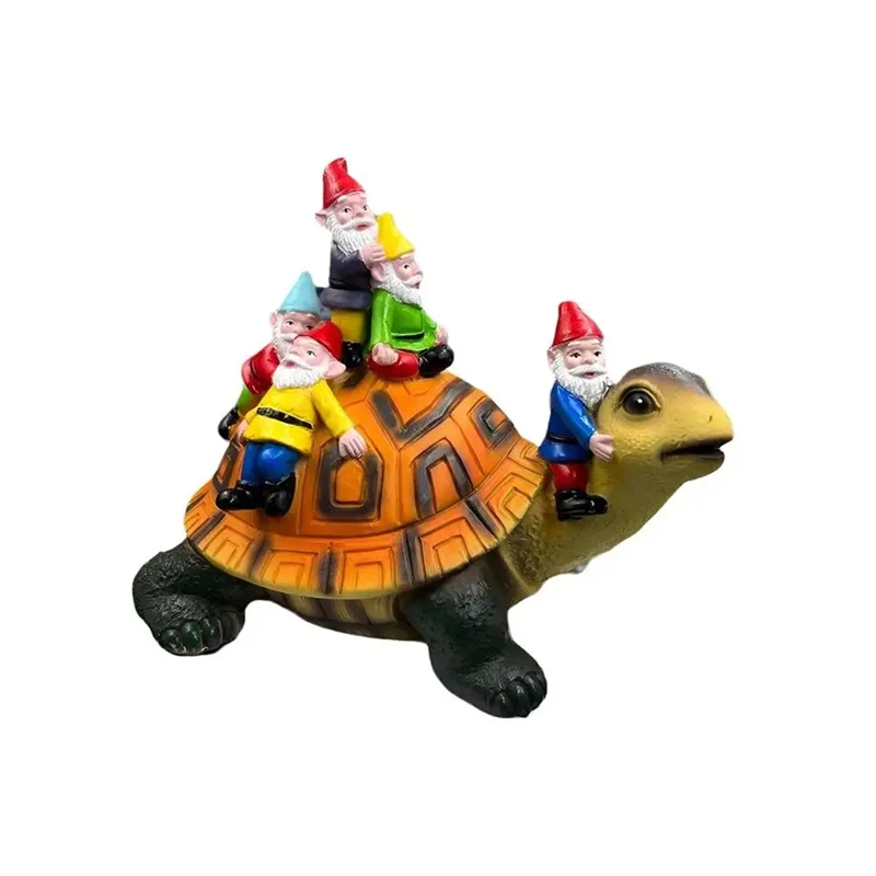 -A25M حديقة السلاحف الراتنج الحرف اليدوية السلاحف تمثال السلحفاة تمثال ديكور خارجي قزم يجلس على السلحفاة