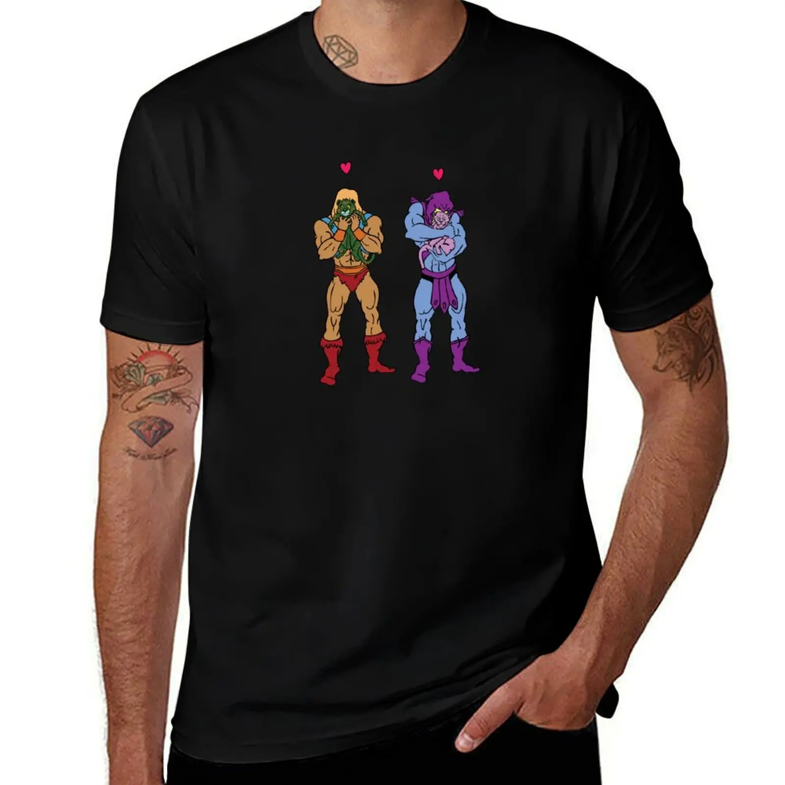 

Футболка He-Man and Skeletor Snuggle Break, одежда в стиле хиппи, таможенный дизайн, футболка с короткими рукавами, мужская одежда