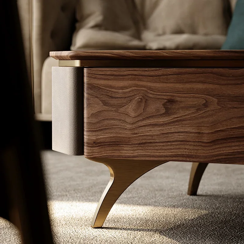 Retro solid wood coffee table simple black walnut coffee table