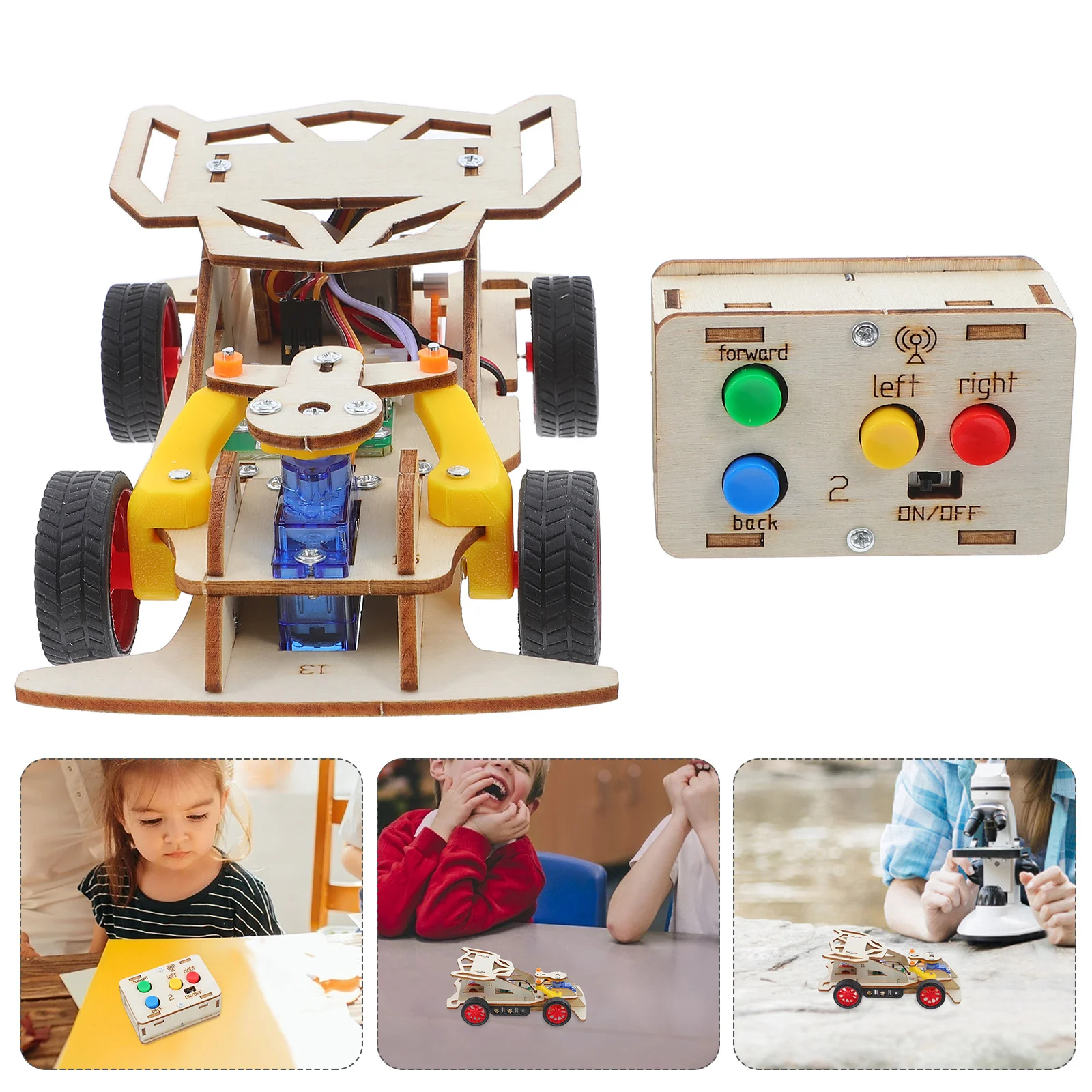 Remote Control Stem Car Kit DIY Educational Science Race Car Experiment Wooden Puzzle Family Classroom Engineering