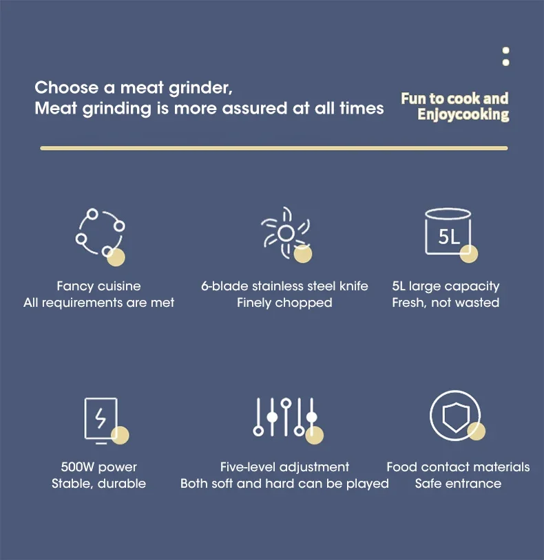 مفرمة لحم منزلية بخمس سرعات من الفولاذ المقاوم للصدأ، لحم مطحون، فواكه وخضروات، خلاطات مطبخ كهربائية، محضر طعام