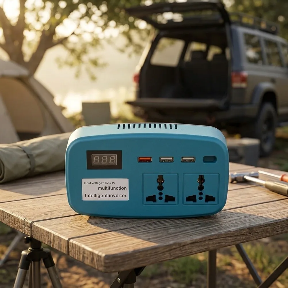 DC To AC 220V Power Inverter Converter 1100W For Dayi 04737 Outdoor Car Camping Use Green Plastic Portable Adapter Tool