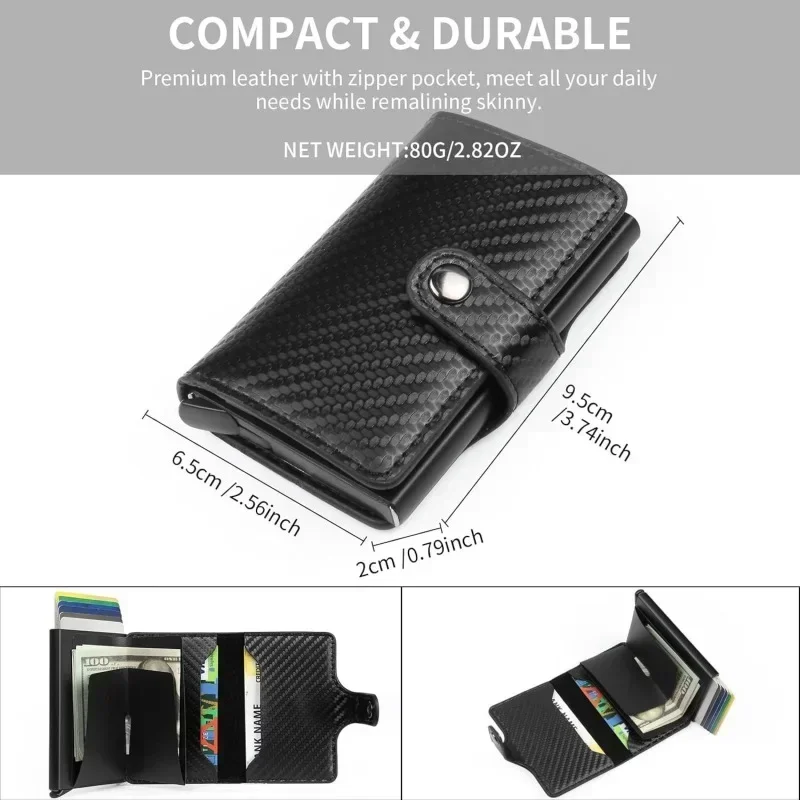 Carbon Fiber Credit Card Holder Wallet Men Rfid Smart Meral Thin Slim Pop Up Minimalist Wallet Small Black Purse Metal Wallets