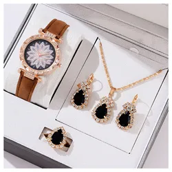 Watch Necklace Ear s Sets Crystal Necklace Ears Finger Watch Kits Gift for Mom Wife Girlfriend