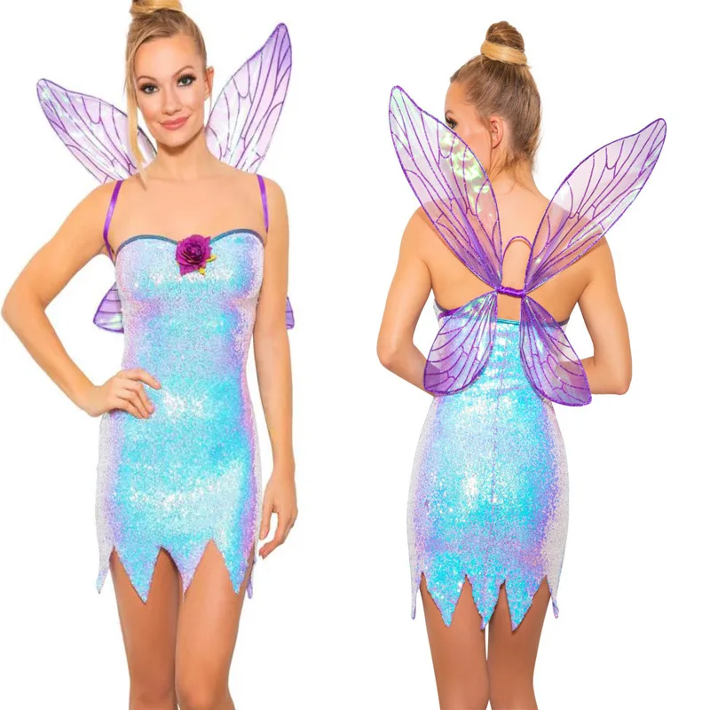 Adult Classic Fairy Tinkerbell Womens Halloween Cosplay Costume Green  Tinkerbell Dress Sexy Women's Eye Candy Dresses - AliExpress 200000532