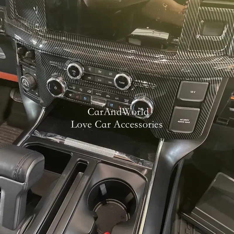 

ABS Carbon Fiber Interior Console Air Condition Knob Switch Frame Cover Trims Car Accessories For Ford Raptor F150 2022-2026