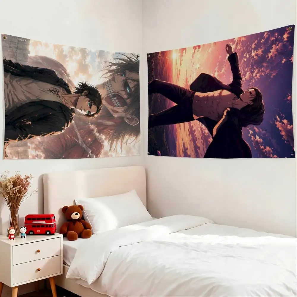 Eren Yeager Attack on Titan Flags Wall Hanging Tapestry Outdoor Garage Room Decorative flag Background Blanket