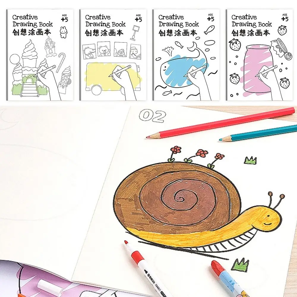 أنيمي رسم كتاب التلوين الإبداعي DIY أدوات التدريس اللوحة البسيطة الكتابة على الجدران كتب الكتب اللوحة
