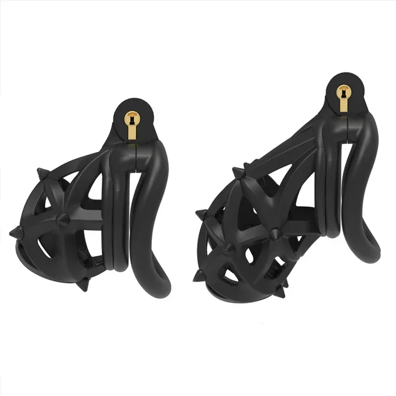 Male Chastity Restraint with Double Headed Soft Spikes Breathable BDSM Adult Play4 Size Cock Ring Penis Sex Toy Bondage Slave