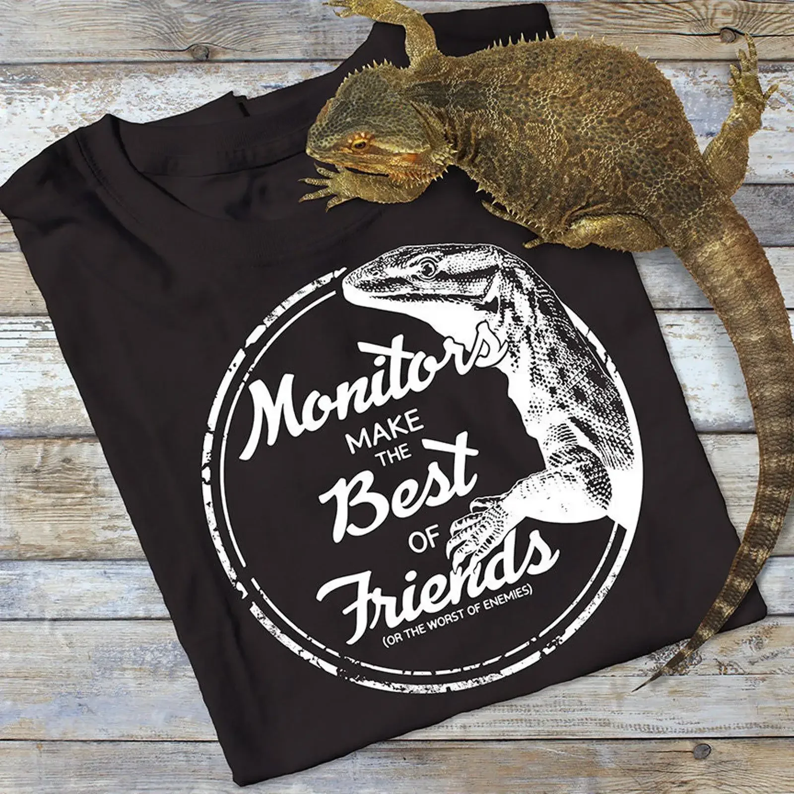 Monitors Make the Best of Friends T Shirt Monitor Lizard Cute Reptile Apparel Ackie Garment vintage Washed streetwear Unisex