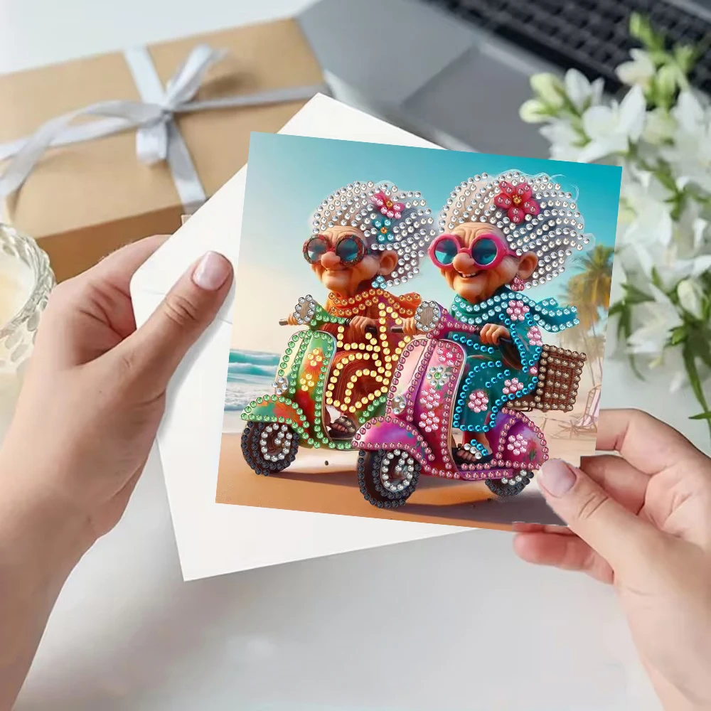 6-Piece/Set DIY Diamond Painting Birthday Card Set, Featuring Unique Flower, Bird, and Pattern Designs, Rhinestone Diamond Paint view 6