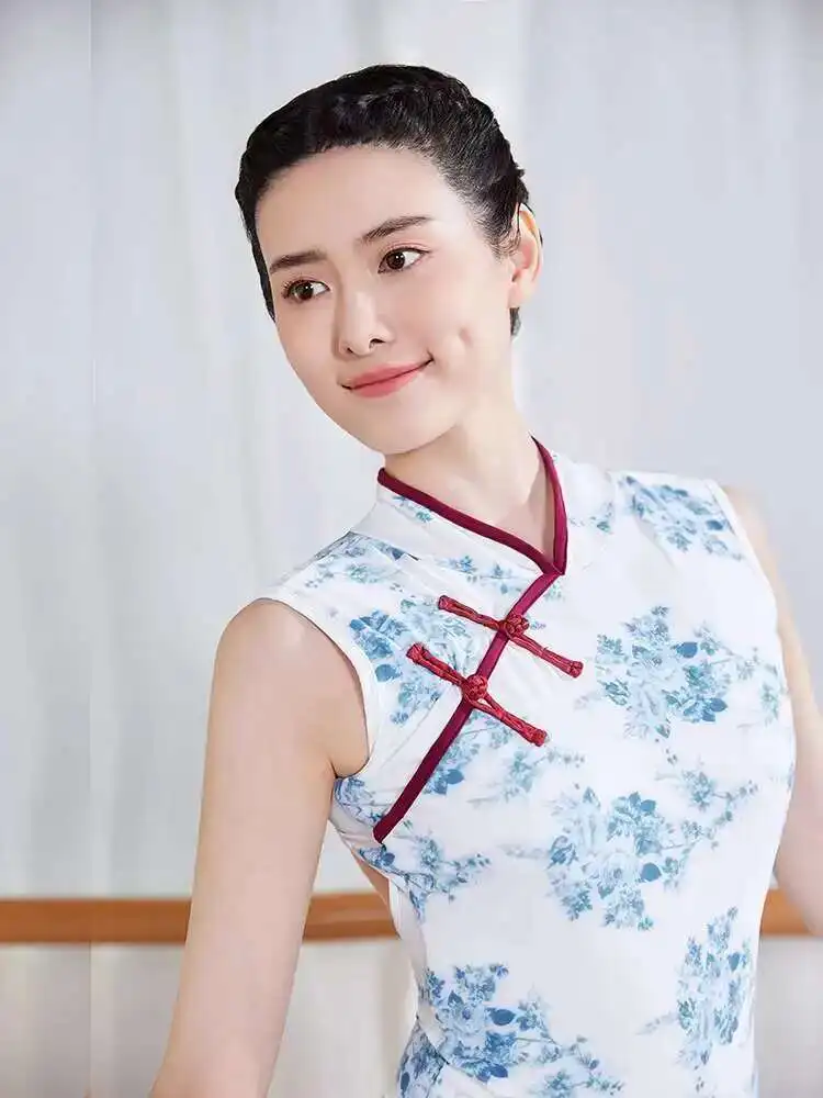 

Ballet Practice Costume, Chinese Dance Style, Blue And White Porcelain Dance Costume, Female Adult Performance Ballet Jumpsuit,