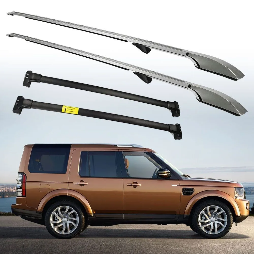 2PC Roof Rails +2PC Crossbars Fits For Land Rover Discovery 3 4 LR3 LR4 2005-2016 Carrier Aluminum Luggage Carrier