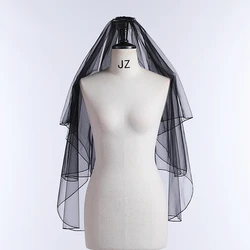 New Arrival Wedding Veils Black Bridal Veils With Comb Two Layer Simple Style  Elbow Length Veil Wedding Accessories 2025