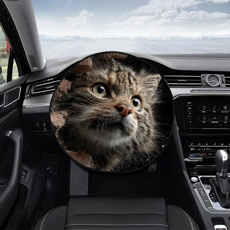 1pc Cute Calico Cat Pattern Steering Wheel Cover, Exquisite Calico Cat Image Lifelike, Adding A Touch Of Liveliness To Your Car