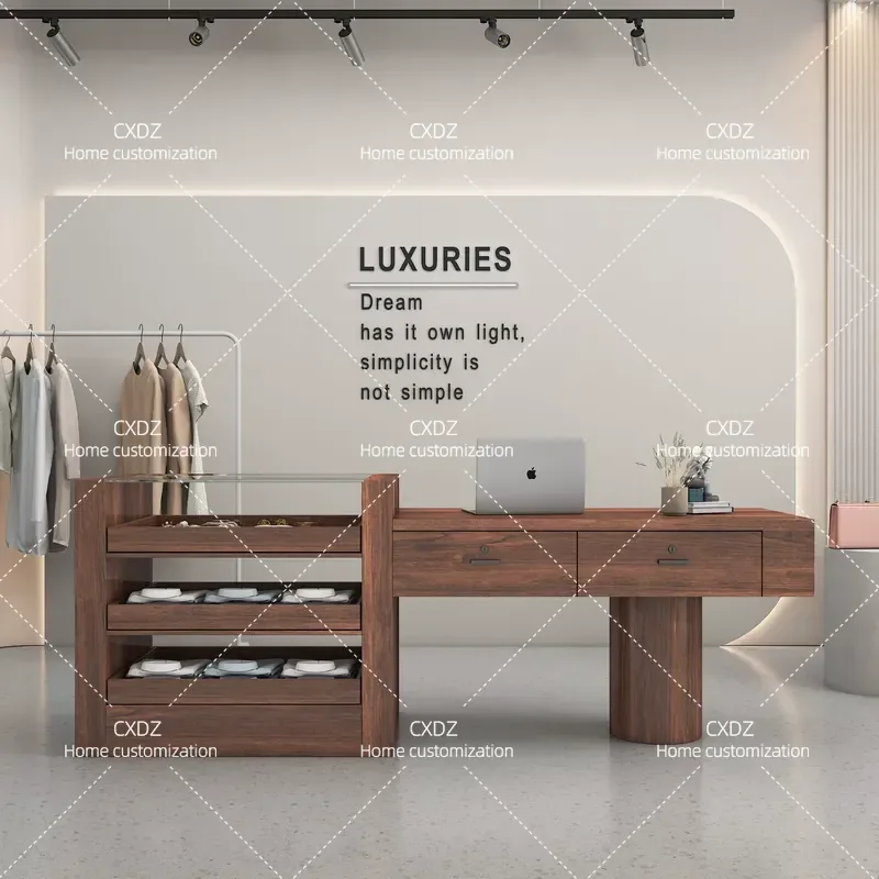 Simple high-end clothing store Nakajima table retro display stand jewelry store flowing water table display cabinet