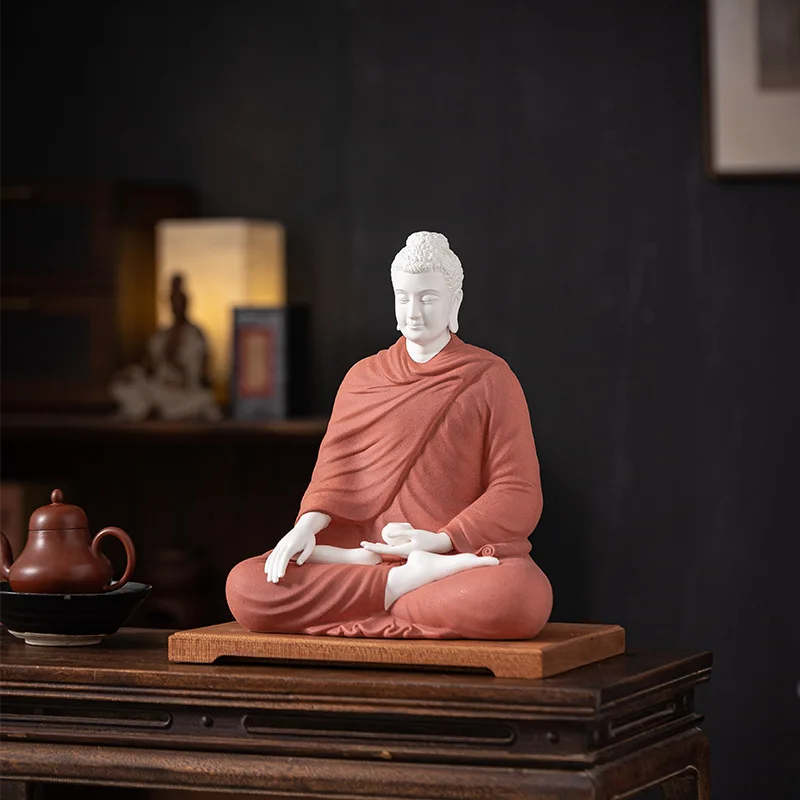 Ceramic Sakyamuni Buddha Ornament Dahi Rulai  Home Devotion Statue Amitabha Buddha Living Room Ornament