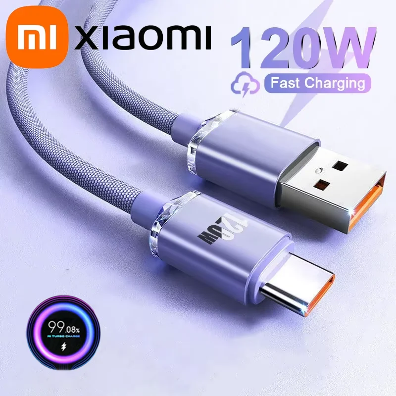 كابل شحن سريع Xiaomi 120 وات 6A USB نوع C كابلات بيانات شحن سريعة للغاية لهاتف سامسونج Realme Xiaomi Huawei Oneplus POCO OPPO