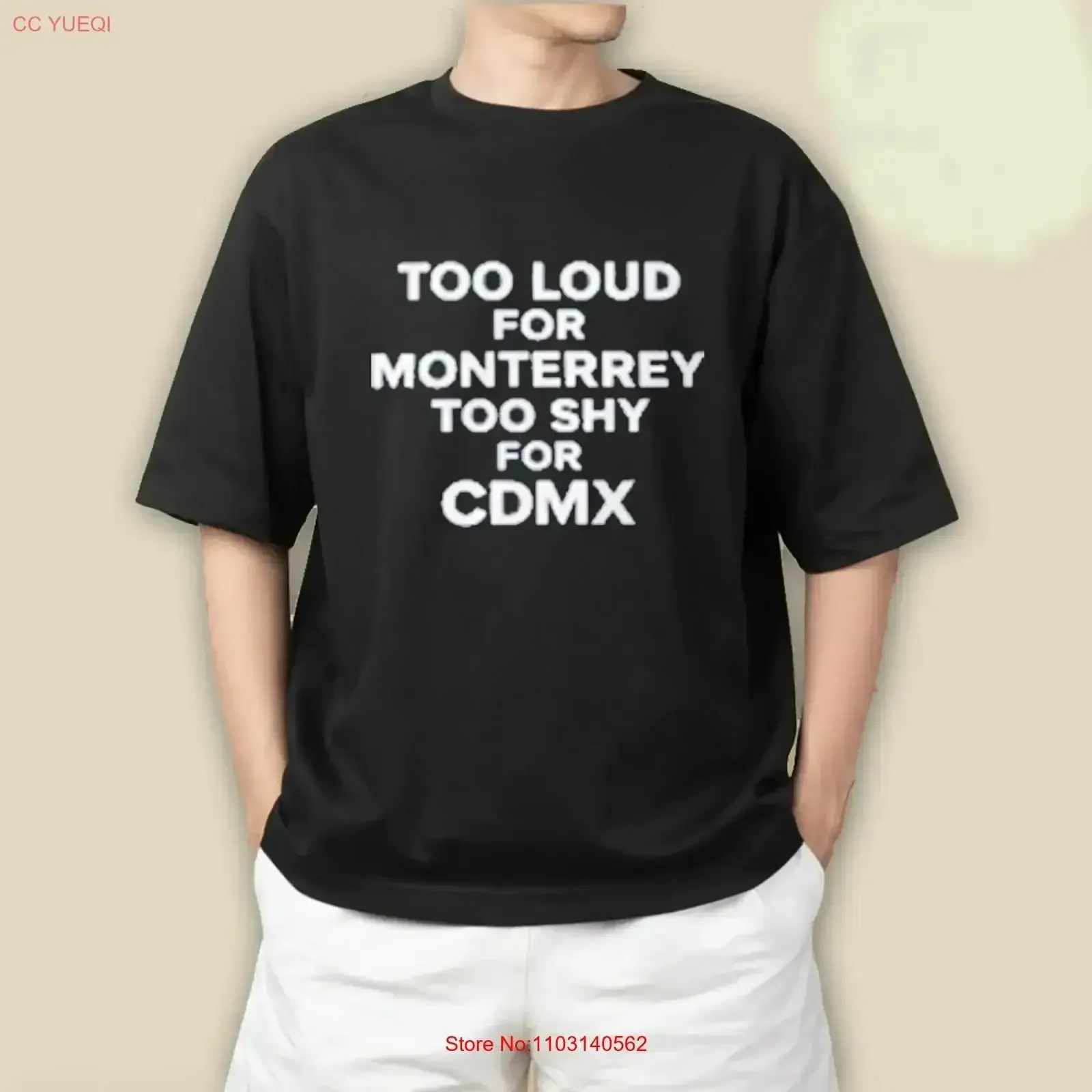 Camiseta Too Loud For Monterrey Shy Cdmx vintage lavada, suave, elegante, de diseñador, a la moda, ligeramente elástica, con efecto vintage.