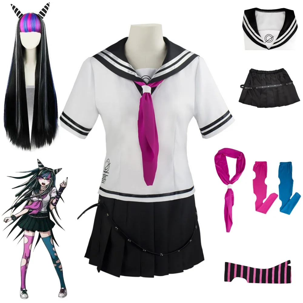 Mioda Ibuki Cosplay Costumes Game Danganronpa Cosplay Suits and Wigs in Halloween Party for Female