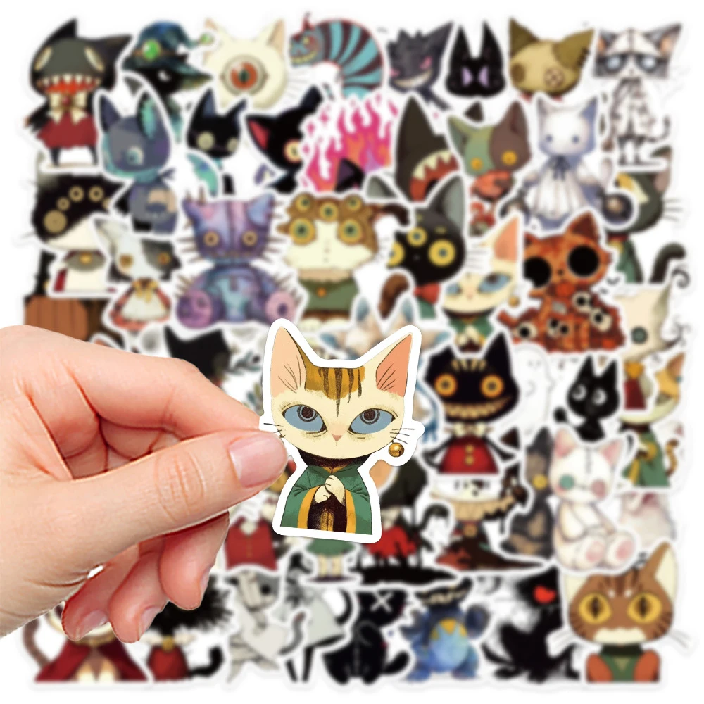 10/30/50PCS Halloween Gothic Weird Cat Sticker Cartoon Graffiti DIY Laptop Phone Case Helmet Motorcycle Waterproof Decal Toy