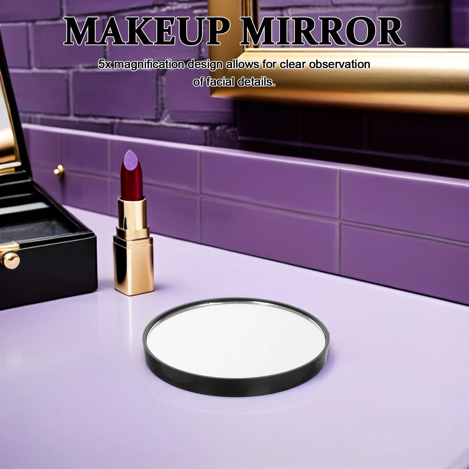 

5pcs Portable Makeup Mirror 5X Magnification Suction Mini Travel Glass For Blackhead Removal Eyebrow Grooming Shaving Compact