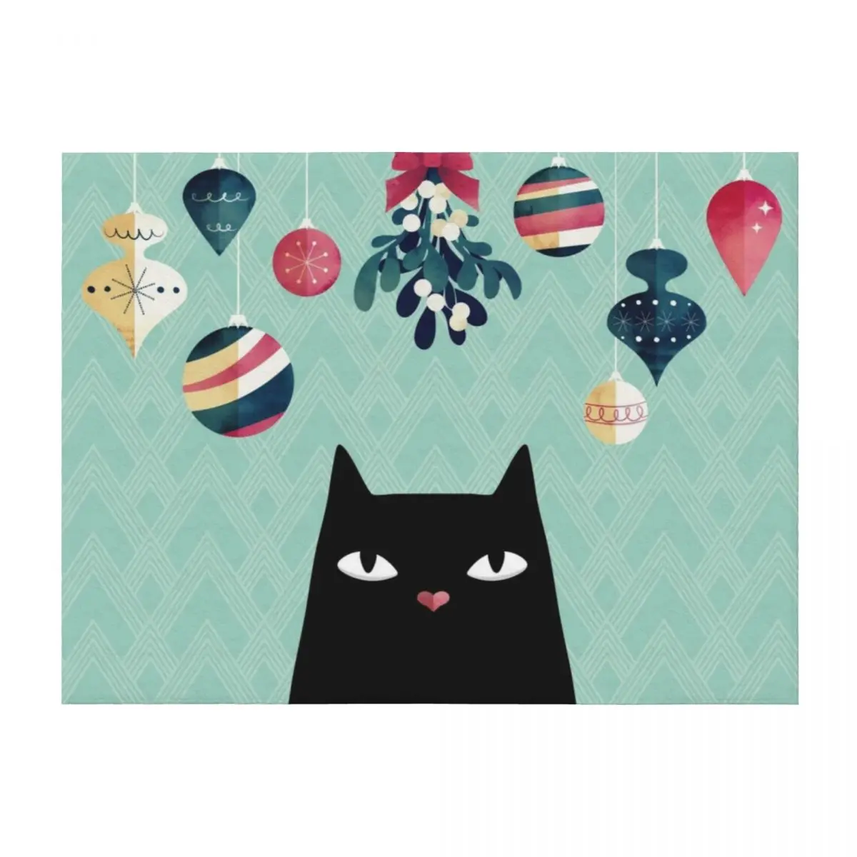 

Mistletoe (Black Cat) Throw Blanket Custom Shaggy Furry Sofa Blankets