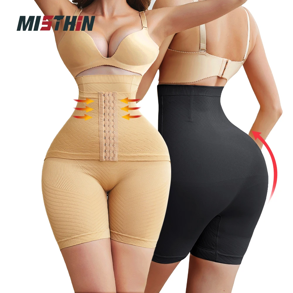 

MISTHIN Women Body Shaper Slimming Corset Wasit Trainer Double Belt Control Panties Girdle Shorts Colombian Shapewear