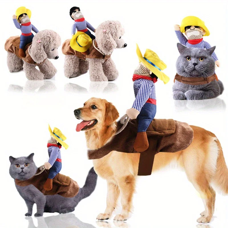 Large Dog & Cat Clothes, Horse-riding to Santa Costume, Funny for All Sizes.